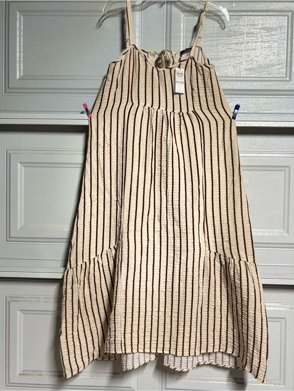 Parfois Striped Beige and Brown Sleeveless Summer Dress